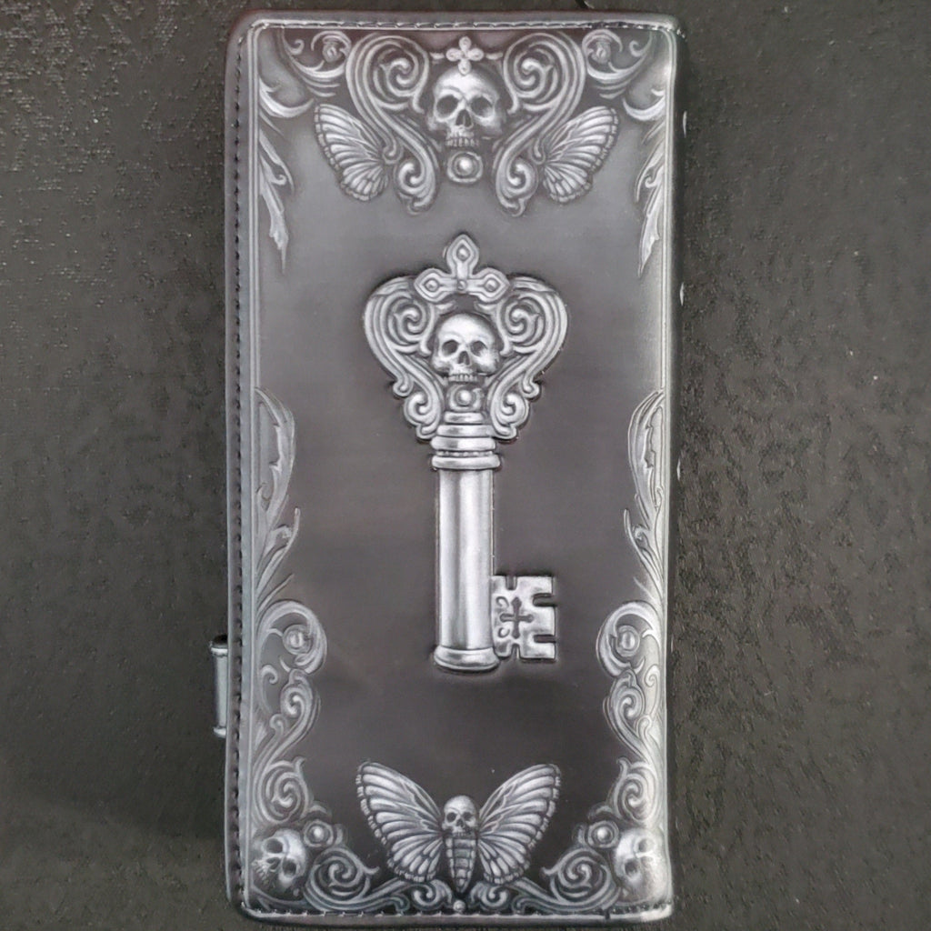 wallet, RETAILONLY, Skulls/Skeletons, gothic home decor, gothic decor, goth decor, PRE-ORDER - Poe Raven Skull Wallet, darkothica